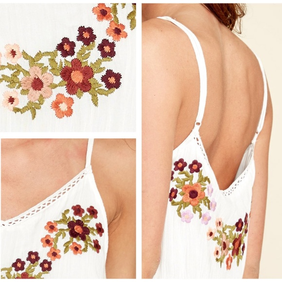 Ivory White Floral Embroidered Crochet Trim Dress - Picture 6 of 8